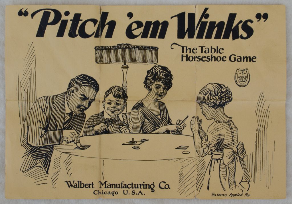 Tucker Tw ID • WAL-01c3 — publisher • Walbert Mfg. Co., Chicago — title • PITCH-EM-WINKS THE TABLE HORSE SHOE GAME