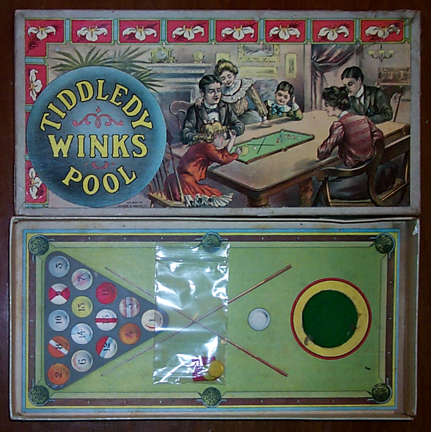 Tucker Tw ID • SRI-18 — AGPI ID • G-30683 — publisher • Rick Tucker — title • TIDDLEDY WINKS POOL — notes • Selchow & Righter — keywords • Selchow & Righter, billiards, game, game cover and contents, gc-image, pool, publisher, sport, tiddledy winks, tiddley winks, tiddly winks, tiddlywinks, tidleywinks