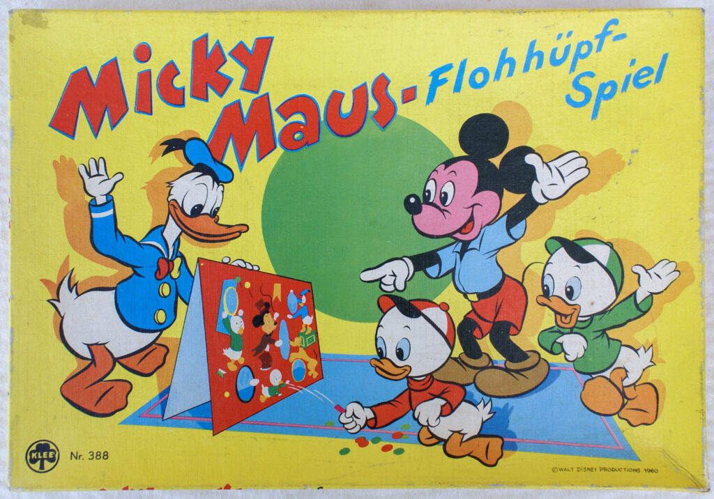 Tucker Tw ID • KLE-01v1c1 — AGPI ID • G-30544c1 — publisher • Klee — title • Micky Maus - Flohhüpf-Spiel — notes • © 1960 Walt Disney Productions. Publisher catalog number: 388. No characters on aprons