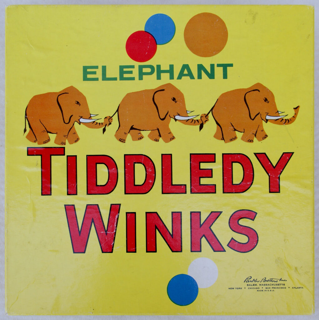 Tucker Tw ID • PBR-49c2 — publisher • Parker Brothers Inc. — title • ELEPHANT TIDDLEDY WINKS