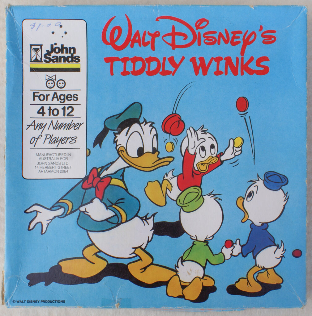Tucker Tw ID • SND-03c1 — AGPI ID • G-30835 — publisher • John Sands (Artarmon, New South  — title • Walt Disney's TIDDLY WINKS — notes • • 1962.
