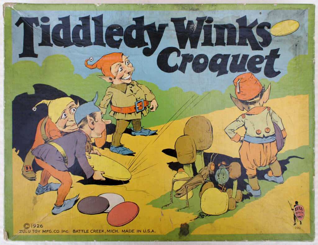 Tucker Tw ID • ZUL-02c1 — AGPI ID • G-23884c1 — publisher • Zulu Toy Manufacturing, Company, — title • Tiddledy Winks Croquet — notes • © 1927 Zulu Toy Mfg. Co., Inc. Publisher catalog number: 220. — keywords • game, game cover, gc-image