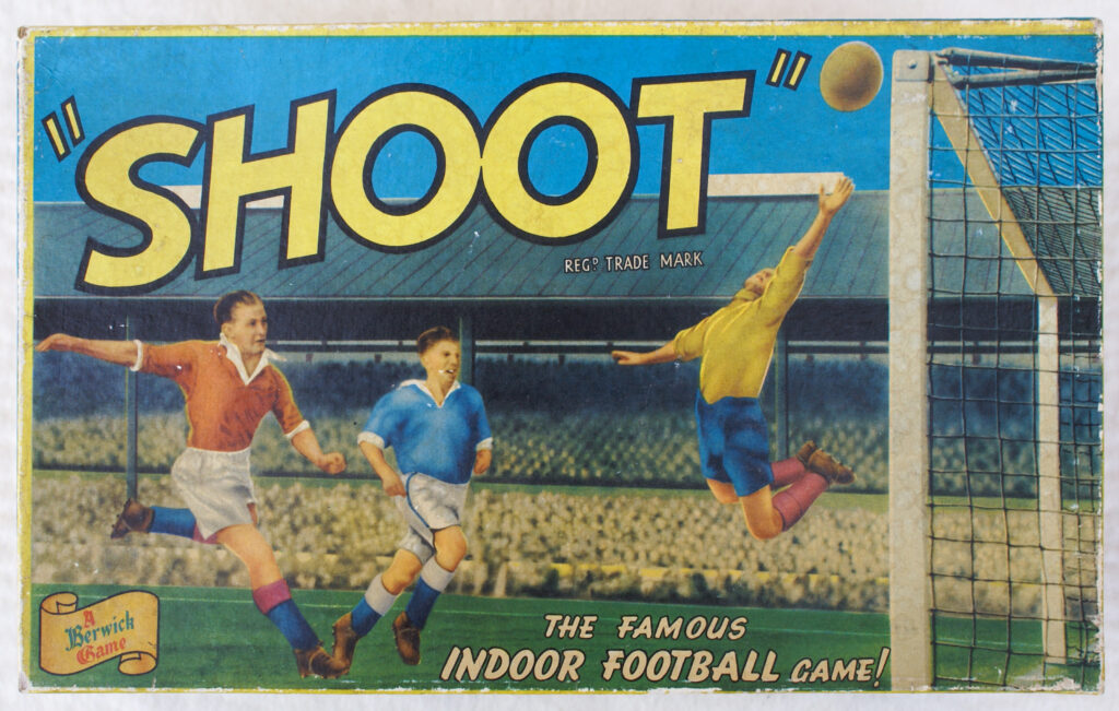 Tucker Tw ID • BER-03c1 — AGPI ID • G-30437c1 — publisher • Berwick (Liverpool, England) — title • "SHOOT" - THE FAMOUS INDOOR FOOTBALL GAME — notes • Registered trademark: SHOOT.