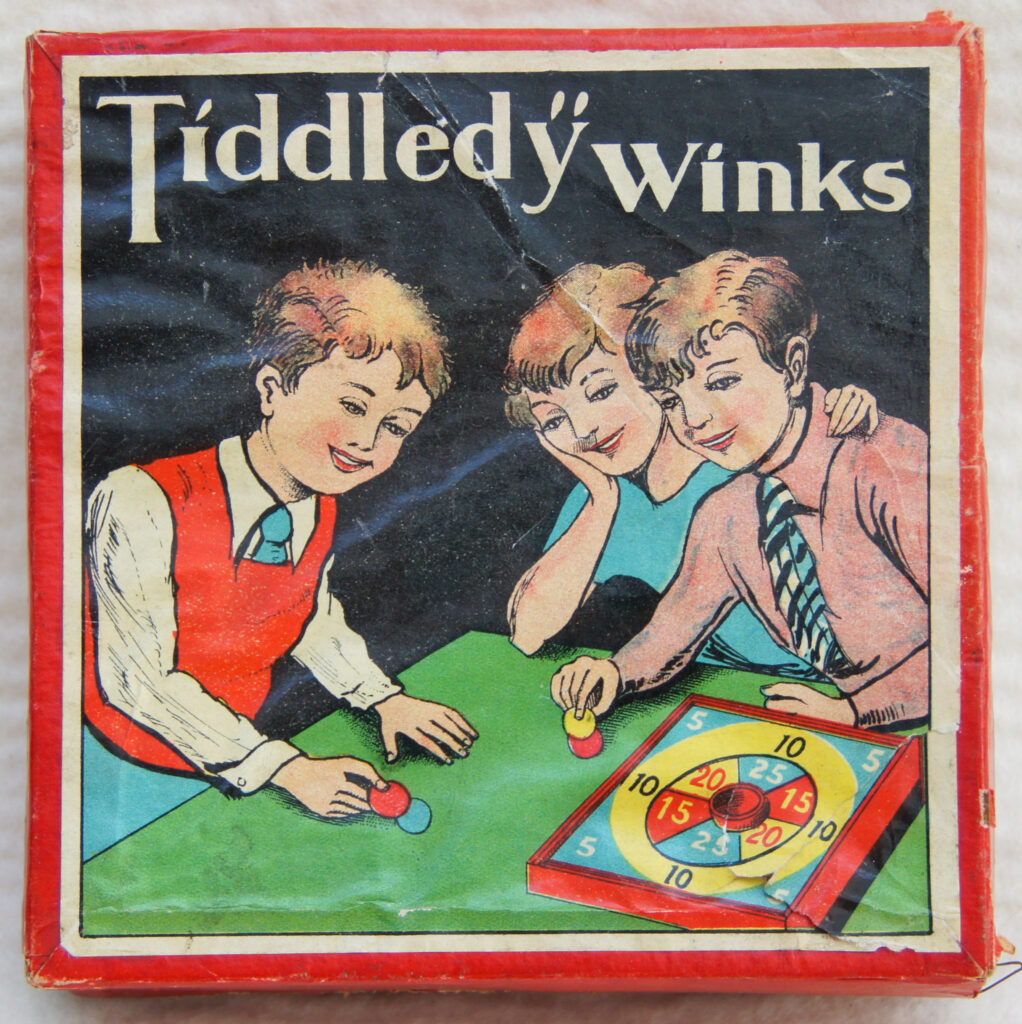 Tucker Tw ID • UNK-185c1 — AGPI ID • G-39668c1 — publisher • Unknown (Dutch) — title • Tiddledy Winks — notes • Probably same company as UNK-026 due to wink-shaped accents on "i" and "y".